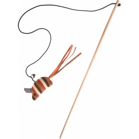 Canette avec jouet chat tricoté modèle souris 40 cm