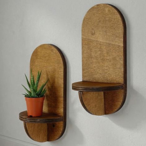 Buccheri Regal, 2 Böden, Set von 2, Farbverlauf Natürliche Struktur, 13x9x26h cm Naturbraun (1/5)