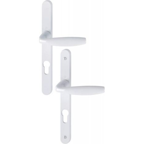 Hoppe – Ensemble de béquille plaque étroite New York – Blanc 9016 – Pour porte 68 à 77 mm – Carré 8 mm – Entraxe 195 mm – Montage rapide