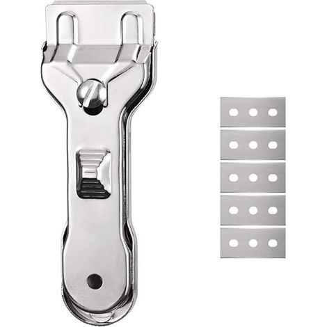 Grattoir pour four avec 5 Lames - Grattoir pour plaque de cuisson - Grattoir pour verre - Outil pour grattoir en céramique - Lame de grattoir pour four - Grattoir pour poêle en céramique (1/5)