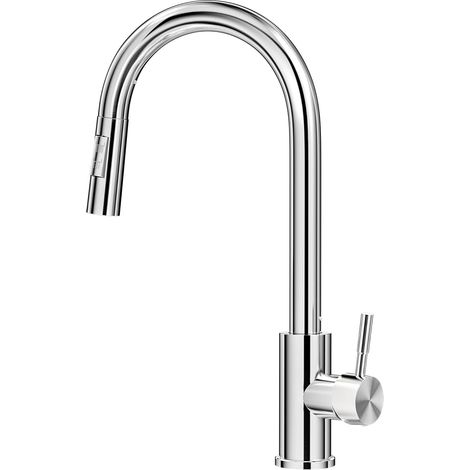 1 Robinet Cuisine,Douchette Pivotant 360°,Acier Inoxydable,Bec Flexible,2 Mode,Lavage Évier (1/5)