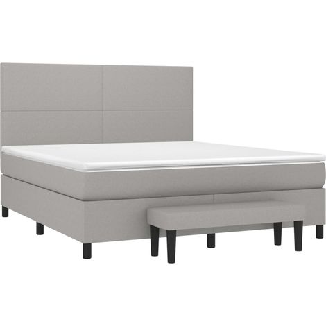 vidaXL Sommier à lattes de lit avec matelas Gris clair 180x200cm Tissu (1/5)