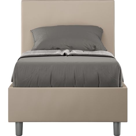 Lit d'appoint 80x190 cm simili cuir beige Adelyne- (1/5)