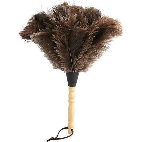 KLVGTIFS PU - Plumeau antistatique, lavable et recyclable, en poils d'autruche, manche en bois, 34 cm (1/5)