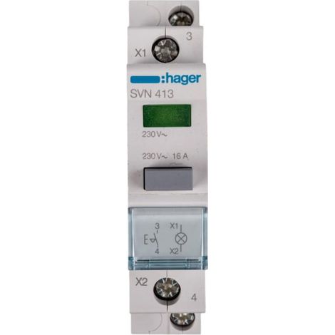 Interruttore a pulsante con luce verde 16A 1Z SVN413