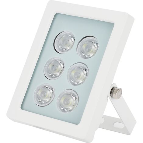 Éclairage d'appoint blanc à 6 LED (12 V CC), étanche IP66, avec détecteur de mouvement automatique, pour caméra de surveillance. Boîtier blanc. (1/5)
