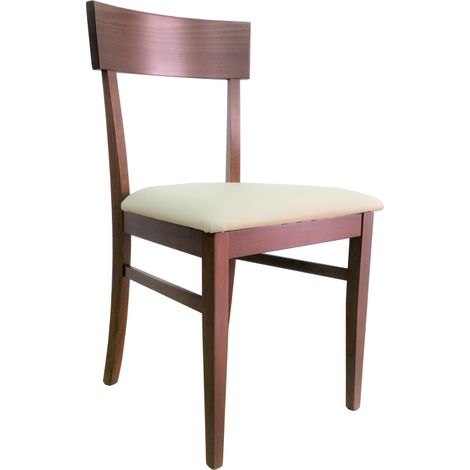 Sedia in legno con seduta in ecopelle imbottita MONACO NOCE Set di 2 (1/3)