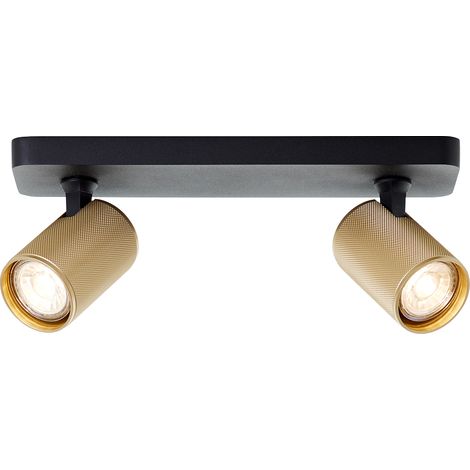 Lampe Brilliant Spot barre LED Marty 2 ampoules sable noir/or mat métal doré 2x GU10, 10 W, ampoule LED incluse et remplaçable (1/5)