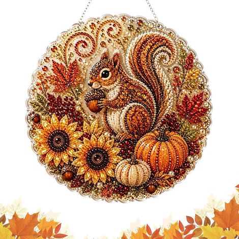 Décoration Peinture Diamant D'Automne Art Mural Pendentif Design Animal Kit DIY De Peinture Artistique Strass 3D Automne Pour Les Adultes Fenêtre Mur Porte Maison Jardin Cour (1/5)