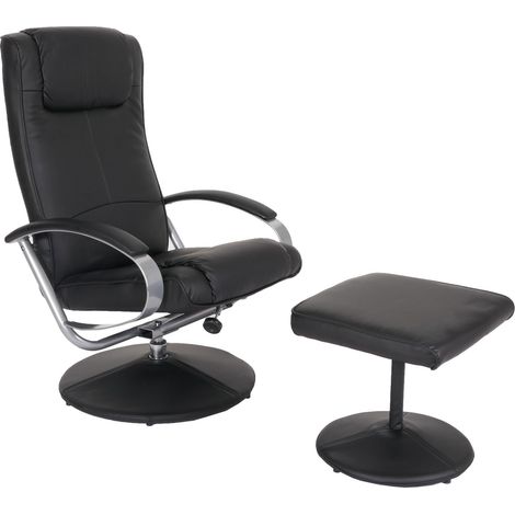 [NON UTILIZZATO] Poltrona relax reclinabile N44 ecopelle 101x68x83cm con poggiapiedi nero