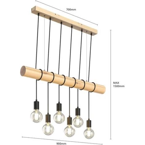 [GEBRAUCHT] B-Ware Lindby Holz-Pendelleuchte Eviton Hängelampe Deckenlampe Lampe 6-flammig natur (1/2)