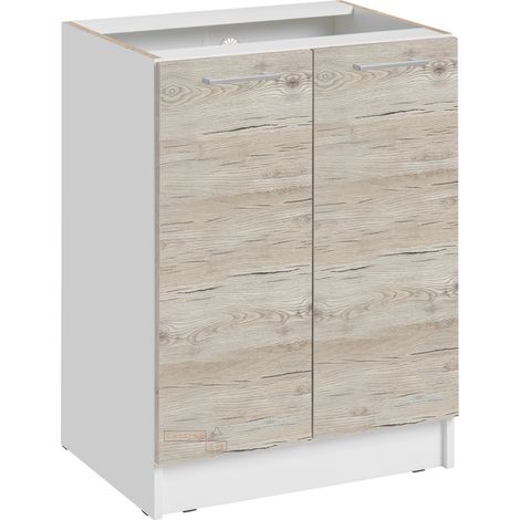 Mueble bajo de cocina con 2 puertas Eco Nogal Blanqueado L 60 cm (1/5)