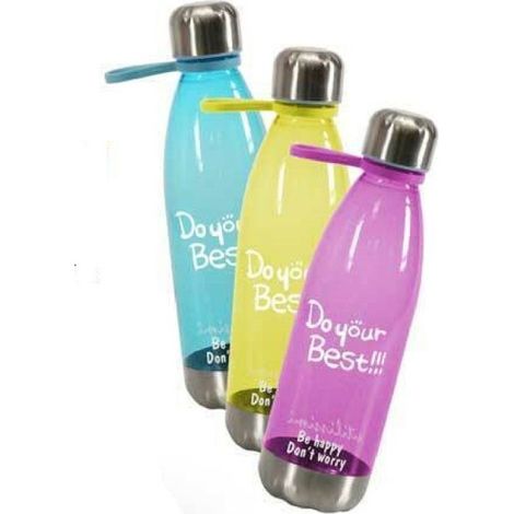 Trade Shop - KINDER-KUNSTSTOFF-WASSERFLASCHE 26 CM 650 ML FARBLICH SORTIERT 807053 - (1/4)