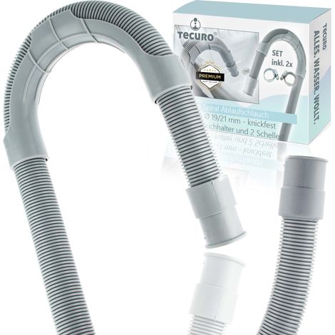 tecuro Spiral Ablaufschlauch 2,50 m x Ø 19/21 mm, knickfest, mit Schlauchhalter und Schellen (1/4)