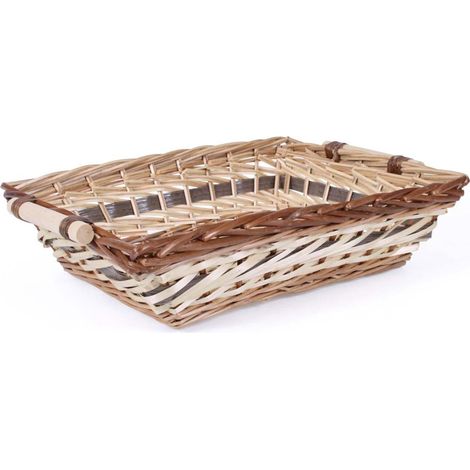 Cesto vimini/pioppo rettangolare naturale/marrone, 49/45x34x12 cm (kit da 5)