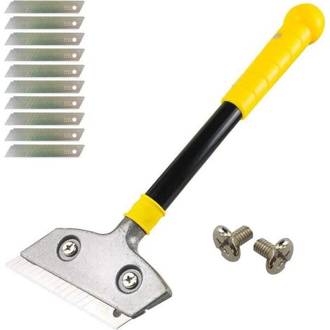 Grattoir industriel avec 10 lames, grattoir pour papier peint, pour colle, carrelage de fenêtre, voiture, miroir, nettoyage, rouge (1/5)