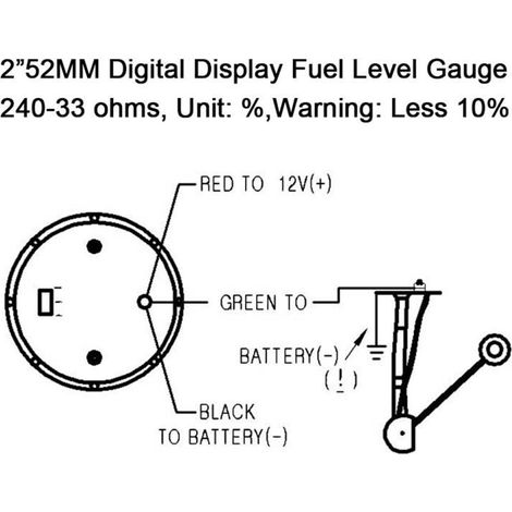 Indicatore digitale universale del livello carburante per auto, 2 pollici (52 mm), 240-33 Ohm, LED blu/rosso, 12V. (1/4)