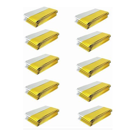 10 Pcs Couverture de Survie, 210cm x 160cm Couverture Survie Extra Large Argent Doré Couverture Kit de Survie Thermique de Premier Secours pour Le Bivouac Camping, Le Survivalisme