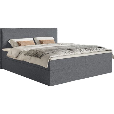 Selsey Softie – Boxspringbett 160x200 cm mit Topper und Stauraum, Chenille, Graphitgrau (1/5)