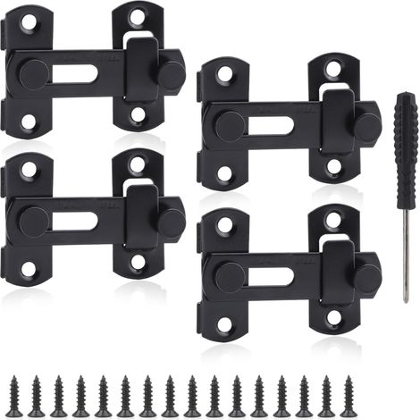 Loquet de porte en acier inoxydable 4 pièces Verrou de porte 3 pouce Loquets et Verrous, Verrou Porte Coulissante Interieure pour portes, fenêtres, jardins, salles de bains, placards (1/5)