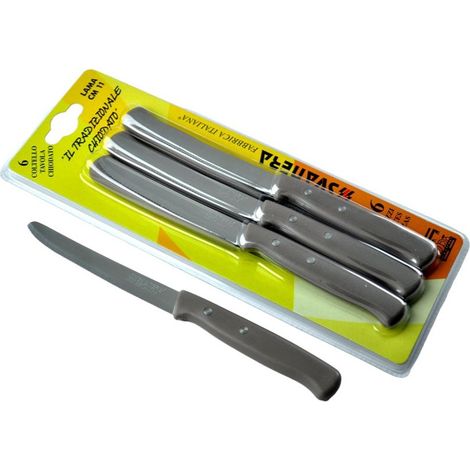 Svanera Jo set 6 coltelli tavola tortora chiodato 11 cm