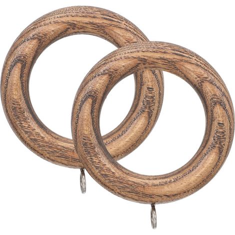 Anneaux de rideaux artisanaux en bois pour suspendre 2 pièces couleur café (1/5)