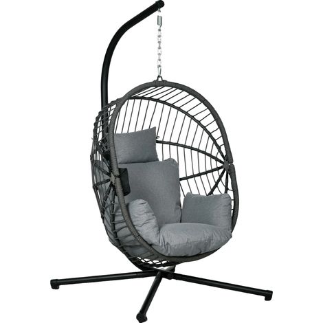 Silla colgante, estructura de acero resistente, diseño elegante, GRIS OSCURO (1/2)