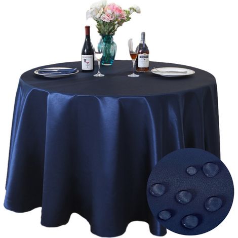 Nappe ronde bleu marine réf 05149 diamètre 140 cm adaptée aux tables de moins de 1 mètre, anti-taches