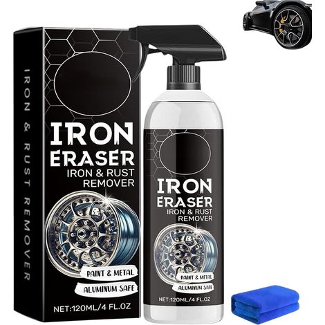 Iron Eraser Rust Remover Spray, Iron Powder Remover Spray for Car Wheels and Paint, Fast-Acting Rust and Brake Dust Remover, Automotive Surface Cleaning (1PC) (1/5)