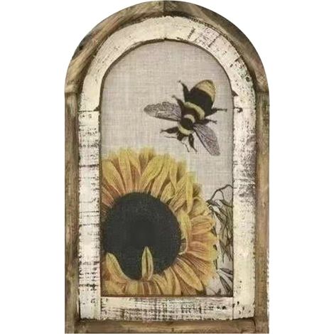 Tableau Mural Bois - Décoration Murale Rustique Style Ferme - Peinture Accrochable pour Salon Chambre Cuisine Bureau - 30 x 20 cm - 1 Pièce (1/5)