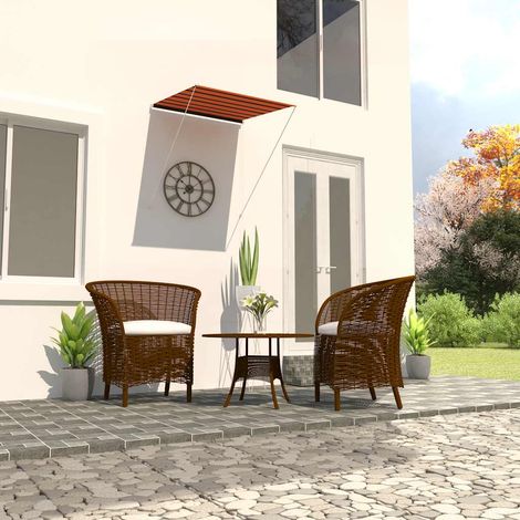 Store banne rétractable 100×150 cm orange et marron