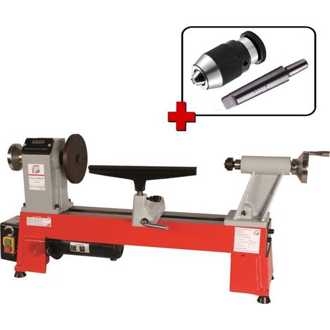Tornio legno 460mm banco Holzmann d460fxl + att. Mandrino cm2 + mandrino 1-16 mm (1/4)