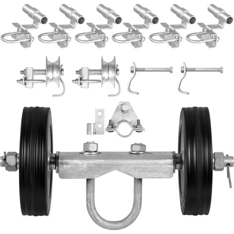 Kit Portail Coulissant, Capacité de Charge 272 kg, Quincaillerie Porte Roulante à Maillons, Support de Roues Robuste pour Cadres de Porte Coulissante, Rails de Guidage de Portail Coulissant (1/5)