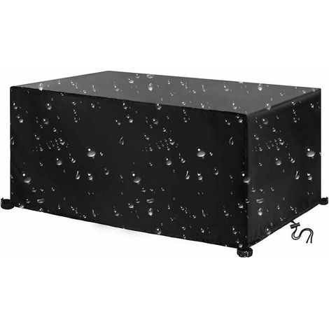 Housse de protection pour mobilier de jardin Leju Art, tissu Oxford 420, imperméable, coupe-vent, protection UV, pour table rectangulaire, 220 x 110 x 75 cm, noir. (1/4)