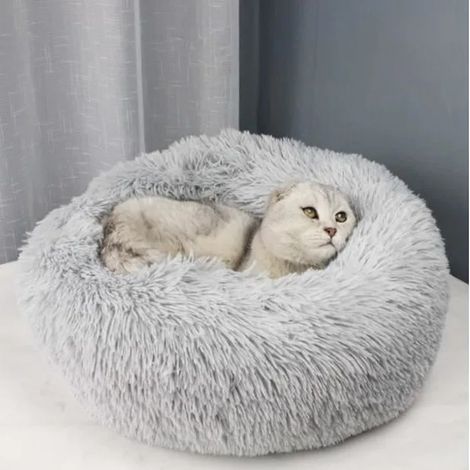 Panier pour chat/chien - Chaud - 60 cm - Gris clair (1/4)