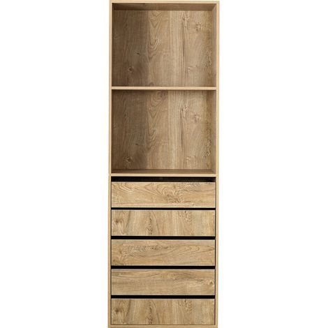 Armadio "Opéra" con 5 cassetti e 2 ripiani - 60 x 45 x 180 cm - Beige
