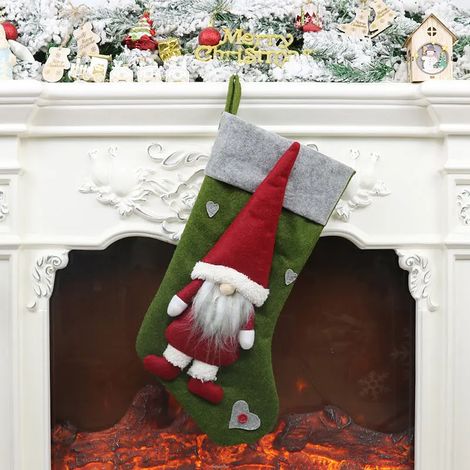 Chaussettes de Noël extra larges, sac cadeau pour enfants avec lutins, décoration à suspendre pour les fêtes de Noël, décoration de sapin de Noël, gnome rouge (1/5)