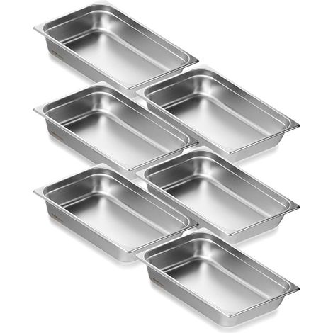 GN 1/1 13,9 L lot de 6 bacs gastronormes inox pour bain-marie, stockage et restauration (1/5)