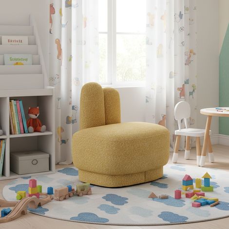 Einzelsofa, Hocker in Form eines Hasen mit Ohren, weicher Stoffbezug, für Kinderzimmer - Gelb