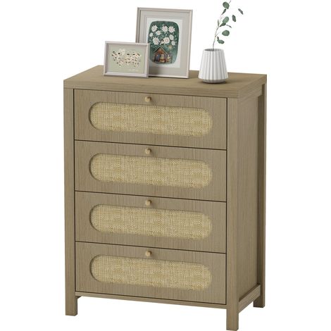 Cómoda de 4 cajones dormitorio entrada 70 x 38 x 93 cm almacenamiento muy espacioso vintage de tablero de partículas madera natural 210003745 (1/5)