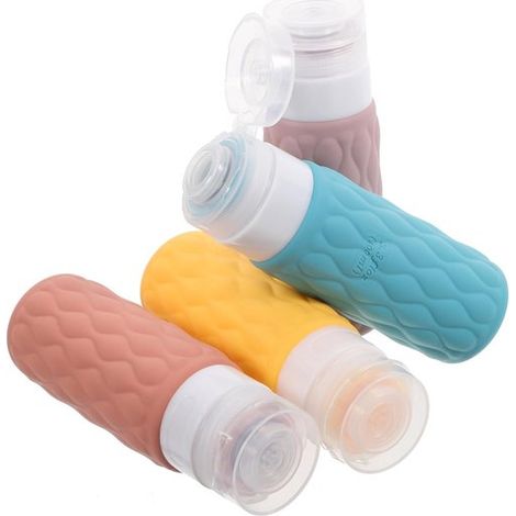 Botellas de viaje de silicona - con etiquetas - paquete de 4 - 100 ml - incluye neceser - B (1/5)