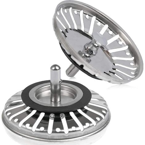 Panier-filtre, bouchon d'évier en acier inoxydable, compatible avec les évacuations standard (1/5)