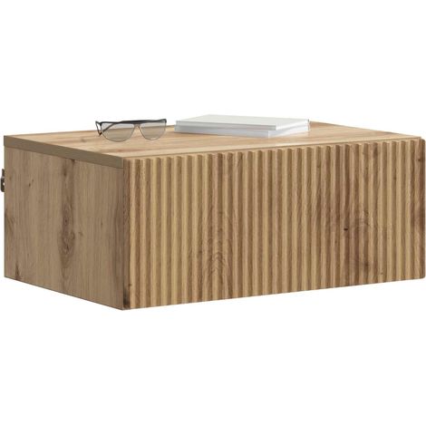 Maison Exclusive - Mobiletto da notte a muro con cassetto 2 pcs Rovere Artigianale
