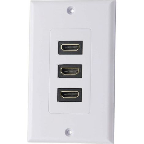 3 Port HDMI 2.0 Plaque murale Composant HDMI Composant Composite Audio Prise de montage murale, Support 4K 60Hz 1080P Parfait pour projecteur et cinéma maison blanc (3 HDMI) (1/4)