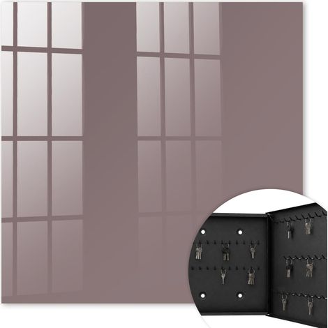 Armoire à clés - (30 cm x 30 cm) - Boîte à clés murale - Coffret de rangement pour clés - Couleur noire - Ouverture vers la droite - Pour maison et bureau - brun cendré