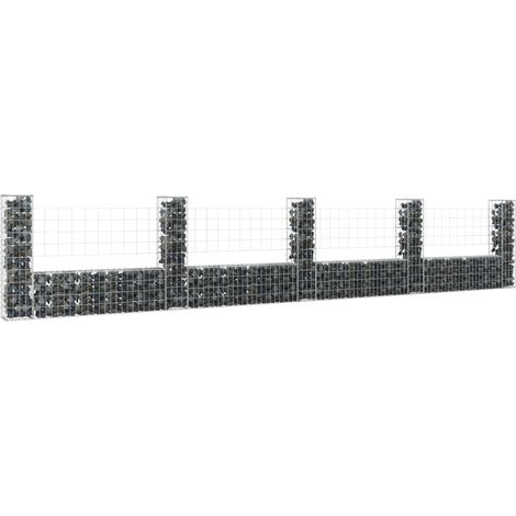 Panier de gabion en forme de U avec 5 poteaux Fer 500x20x100 (1/5)