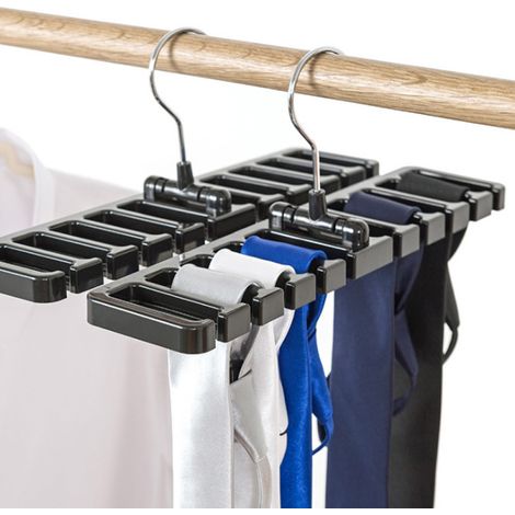 Porte-cravates multifonction, crochet rotatif, porte-ceinture, organiseur de rangement pour cravates, noir (1/5)