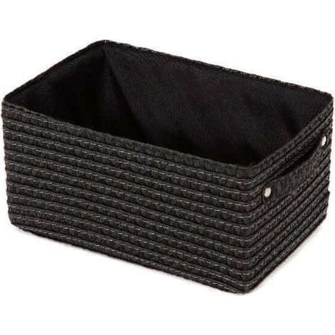 Panier de rangement doublé tissu Lilou noir - COMPACTOR - 23 x 15 x H.12 CM - Noir