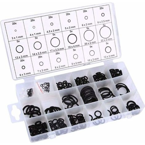 225pcs Joint Torique en Caoutchouc, 18 Tailles Kit Joint Torique Assortiment, Joint d'Étanchéité, Joints Toriques Universel Assortiment, pour la Réparation Robinetterie Automobile (1/5)
