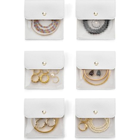 Ensemble de 6 petites pochettes zippées pour ranger bijoux, colliers et montres. (1/4)